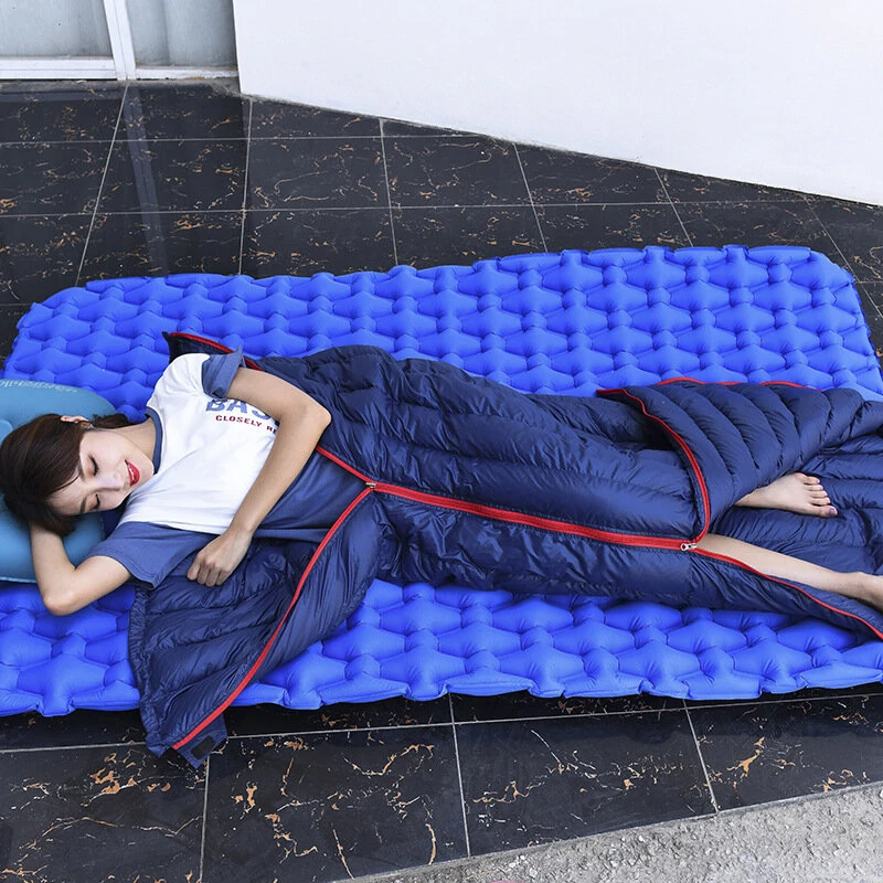 (image for) Down Sleeping Bag Outdoor Adult Children Camping Ultra Light Portable Patchwork Double Indoor Four Seasons Warm Duck Down Hiking Camping Sleeping Bag